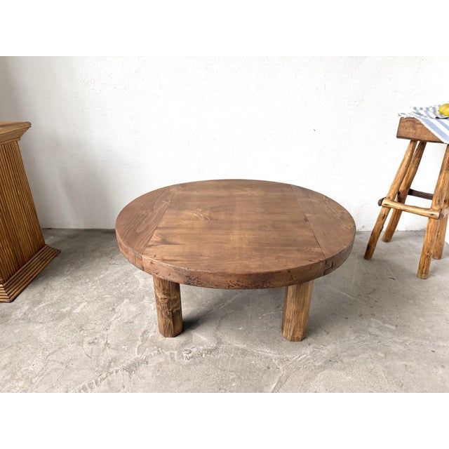 1950s Brutalist Round Coffee Table in Pine, 1950s For Sale - Image 5 of 18