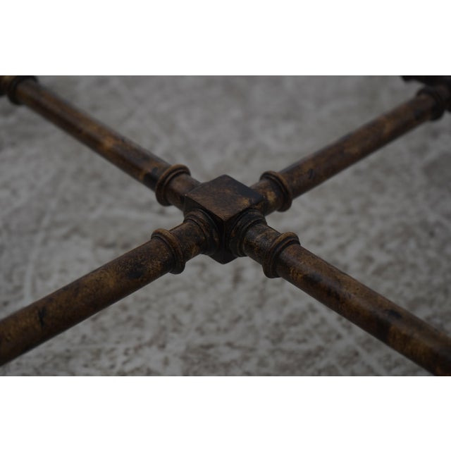 Brass Baker Hollywood Regency Faux Bamboo Glass Top Coffee Table For Sale - Image 8 of 11