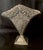 Vintage Ornate Fan Vase, Art Nouveau-Style Scrollwork, a Reticulated Top Edge, and a Central Pineapple Motif. For Sale - Image 14 of 15