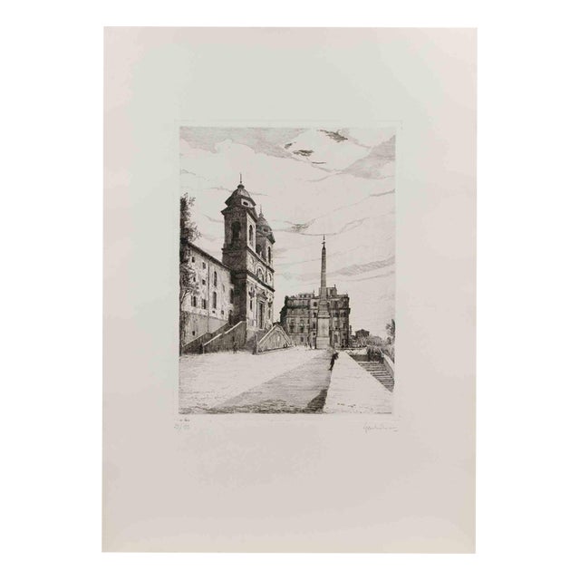 Giuseppe Malandrino, Spanish Steps, 1970s, Etching For Sale