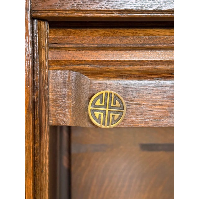 Wood Restored Antique Quarter Sawn Oak Clerks Desk For Sale - Image 7 of 12
