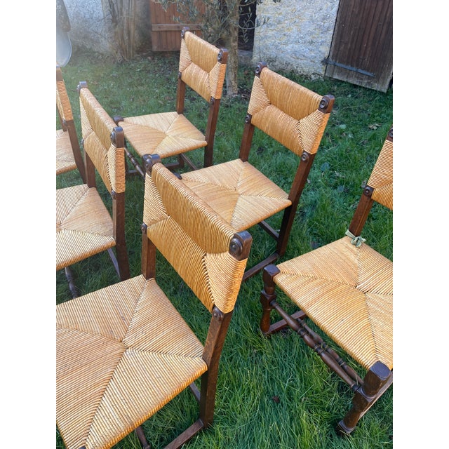 Wood and Straw Chair attributed to Charles Dudouyt, 1930s For Sale - Image 9 of 12