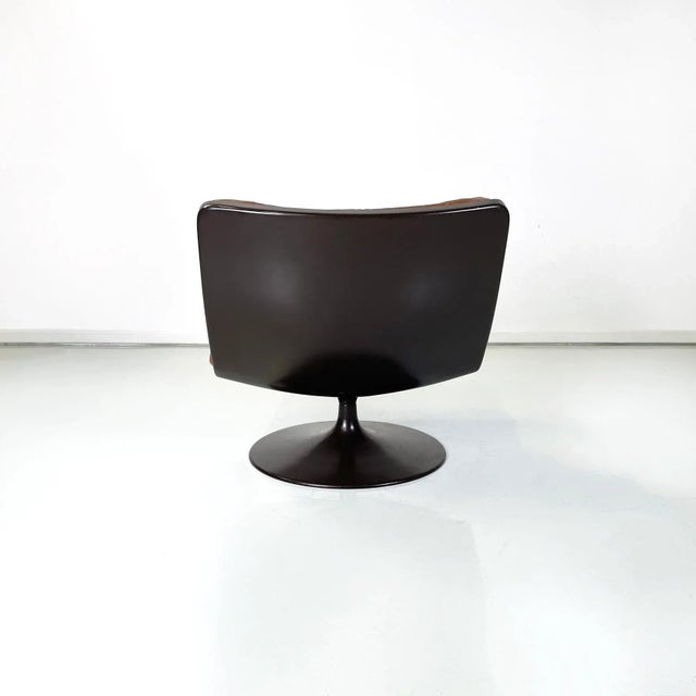 1970s Italian Space Age Armchair in Brown Leather and Black Plastic by Play, 1970s For Sale - Image 5 of 9
