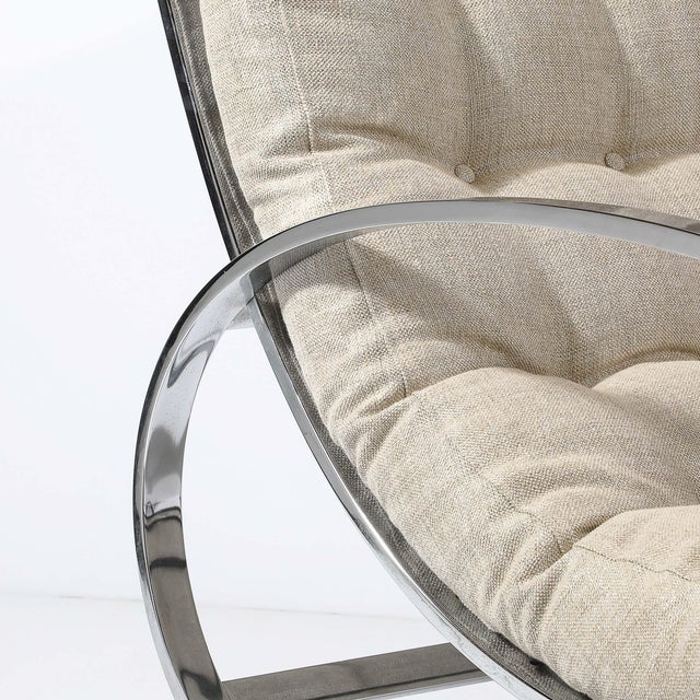 Mid-Century Chrome Rocking Lounge Chair W/ Button Detailing by Milo Baughman For Sale - Image 12 of 12