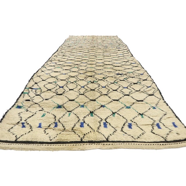 Tribal Vintage Berber Moroccan Azilal Rug - 04'09 X 14'07 For Sale - Image 3 of 11