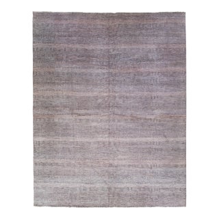 Modern Savannah Handmade Geometric Pattern Gray Wool Rug For Sale