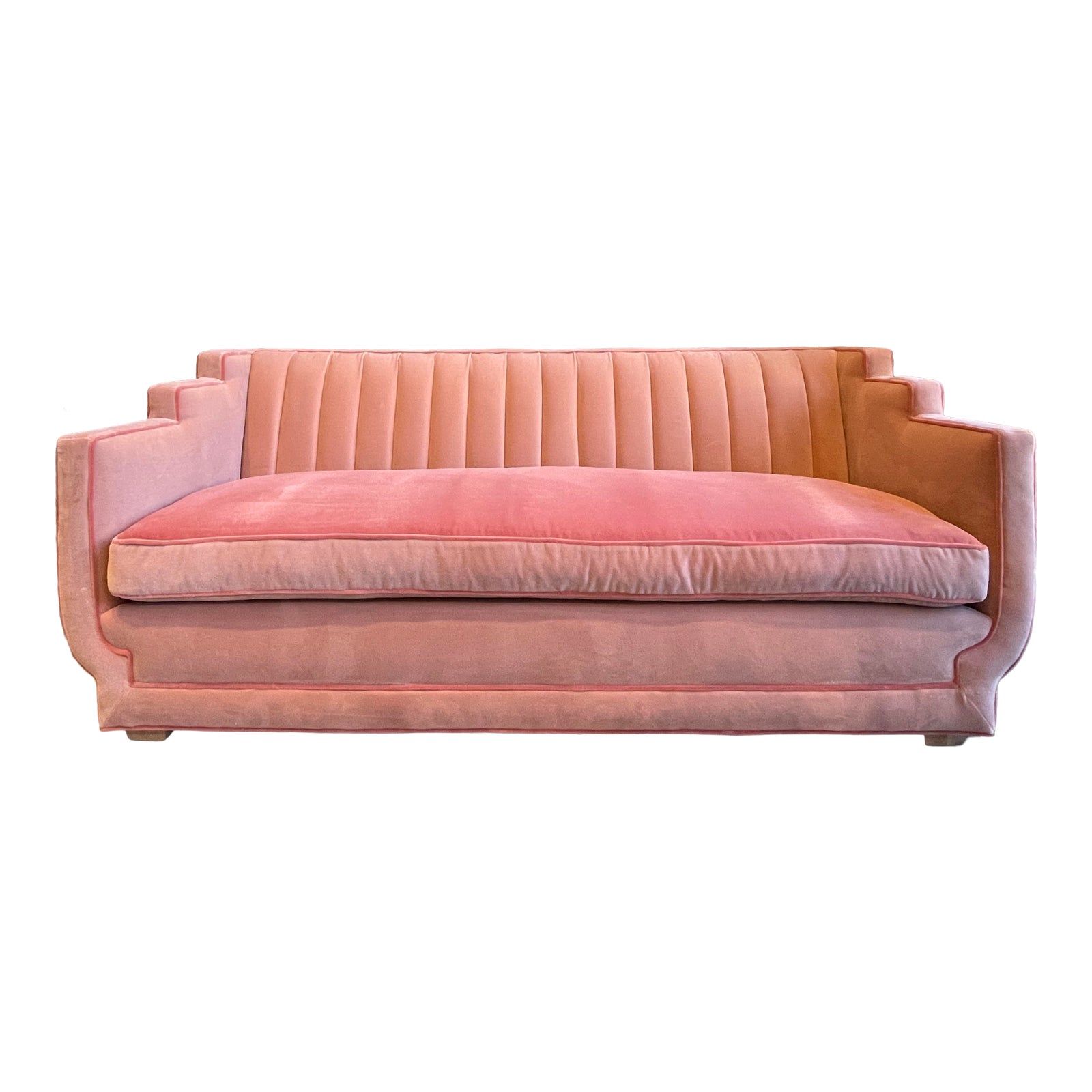 Vintage Art Deco Sofa in Pink Velvet Chairish