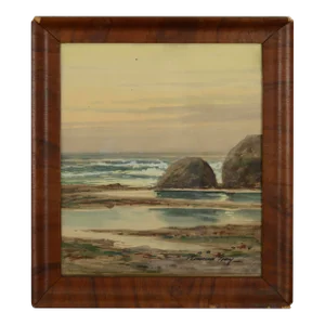 Schooners on the Coast With Rocks Tide Pools and Bird by Howard Garfield Gray