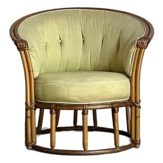 Vintage Heywood Wakefield Mid-Century Modern Bent Rattan Lounge Chair For Sale