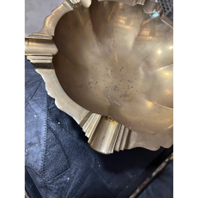 1970s Large Brass Cigar Ashtray With Art Deco Details For Sale - Image 4 of 5