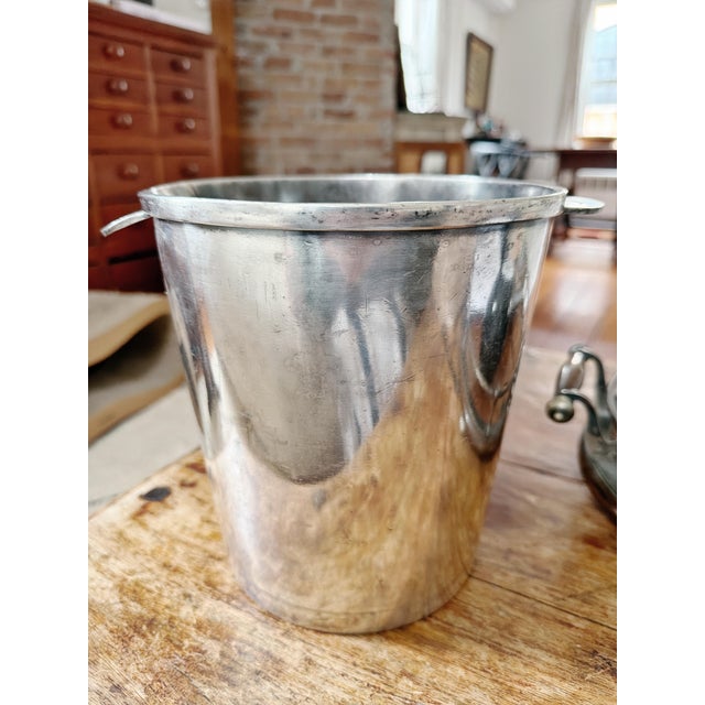 Metal Antique Christofle Silver Champagne Bucket From French Line Ocean Liner Ile De France For Sale - Image 7 of 10