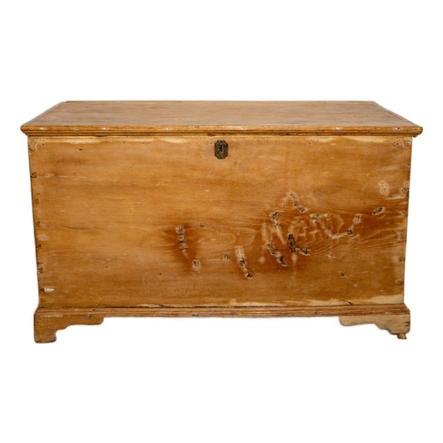 Primitive Pine Storage Chest With Original Hardware, 19th Century For Sale