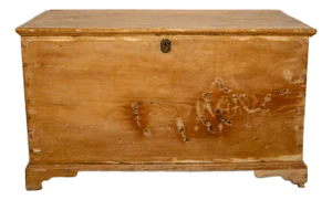 Primitive Pine Storage Chest With Original Hardware, 19th Century
