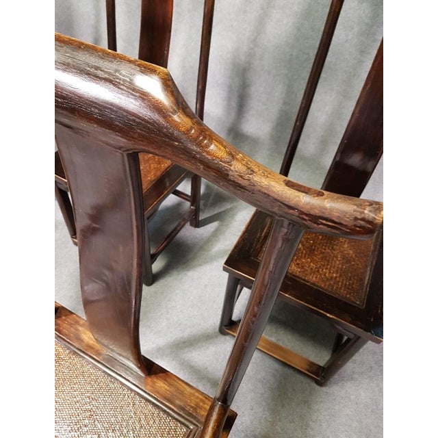 Vintage Chinese Brown Tall Yokeback Chairs, Set of 6 For Sale - Image 13 of 16