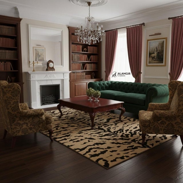 This elegant hand-tufted rug is crafted from 100% premium New Zealand wool, known for its exceptional softness,...