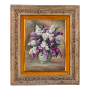 Vintage Flower Still Life in Ornate Frame