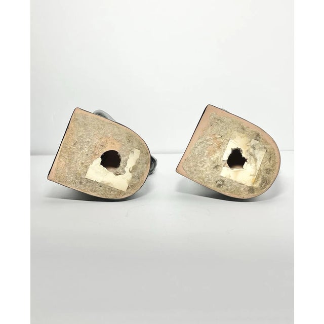 Ceramic 1950s Mid-Century Vintage Frankoma Pottery Black Onyx Dog Bookends - Pair For Sale - Image 7 of 8