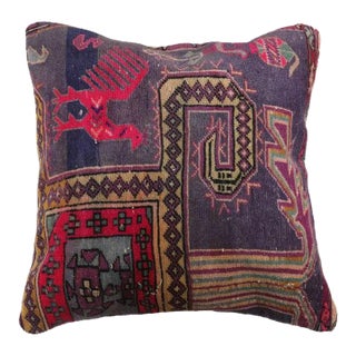 Reclaimed Rug Textile Pillow Cover For Sale