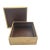 Global Views square storage box covered in tan pony hair with contrasting brown top stitching on corners. Leather interior...