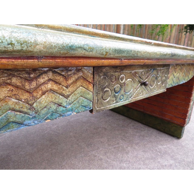 Brown Post Modern Two-Sided Double Drawer Sculptural Textured Coffee Table ~ Brutalist Vintage Abstract Art ~ Modernsim For Sale - Image 8 of 18