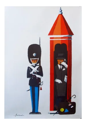 1960s Danish Poster, Business Is Pleasure in Copenhagen, Antoni (No Text)