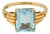 1940s Retro 2.88 Carat Emerald Cut Aquamarine 14k Yellow Gold Ring, Size 8.5 For Sale
