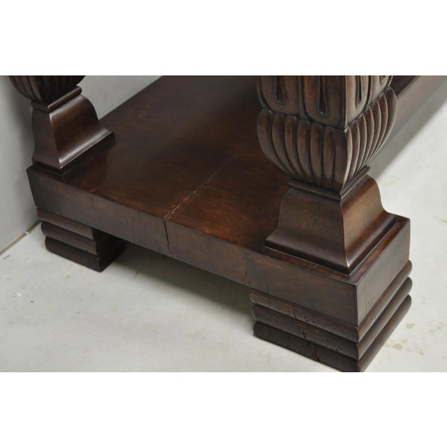 Antique French Empire Mahogany White Marble Top Console Hall Table W/ Drawer For Sale - Image 11 of 18