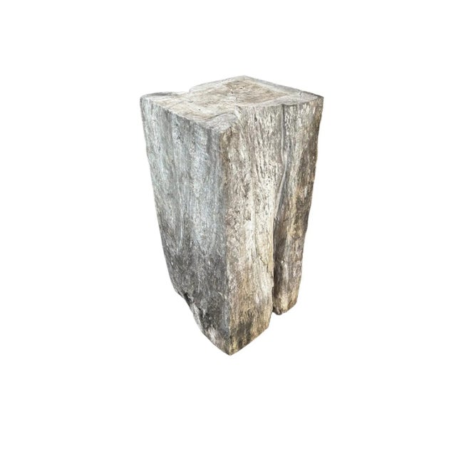Wood Solid Teak Wood Pedestal, Wonderful Age Related Patina, Modern Organic For Sale - Image 7 of 11