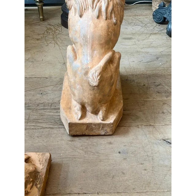 Antique Terracotta Lion Sculptures, 1880s, Set of 2 For Sale - Image 11 of 18