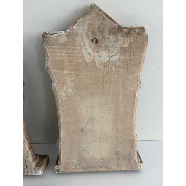 Set of 3 Vintage Plaster Architectural Wall Plaques With Renaissance Doorway Reliefs & Cherub Fragment For Sale - Image 11 of 14