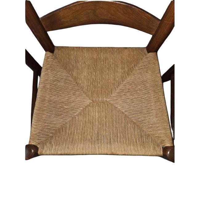 Vintage American Tall Ladder-Back Rush Seat Dining Chairs — Set of 3 For Sale - Image 4 of 11