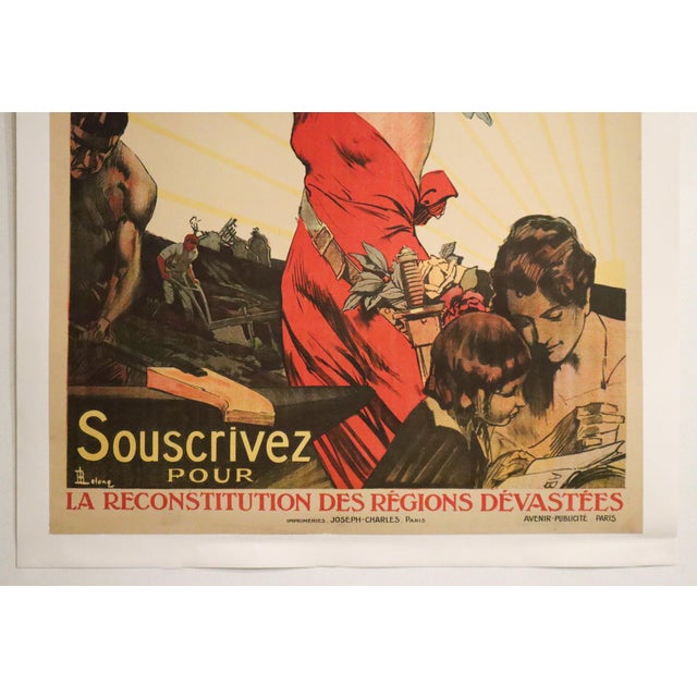 French 1920 French Vintage Propaganda Poster - Credit Nationale, Marianne With a Hammer (Linen Backed) For Sale - Image 3 of 3