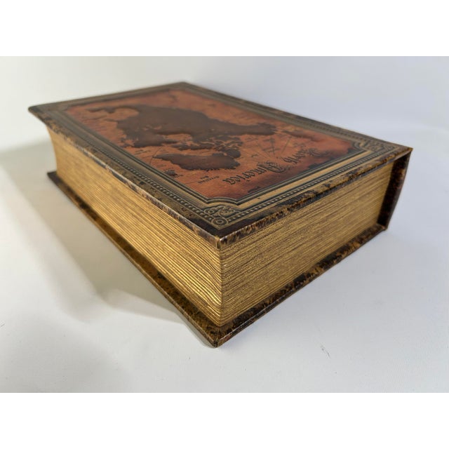 2020s 2020s Vintage Decorative Faux Leather Quarto Book Box, Kunstversteck's Vintage Style Book Box "Treasure Chest Map" Leather Look For Sale - Image 5 of 5
