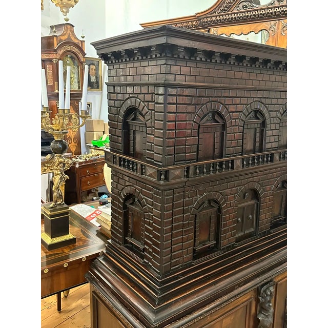 Italian Renaissance Walnut Collector's Cabinet or Vargueno For Sale - Image 11 of 12