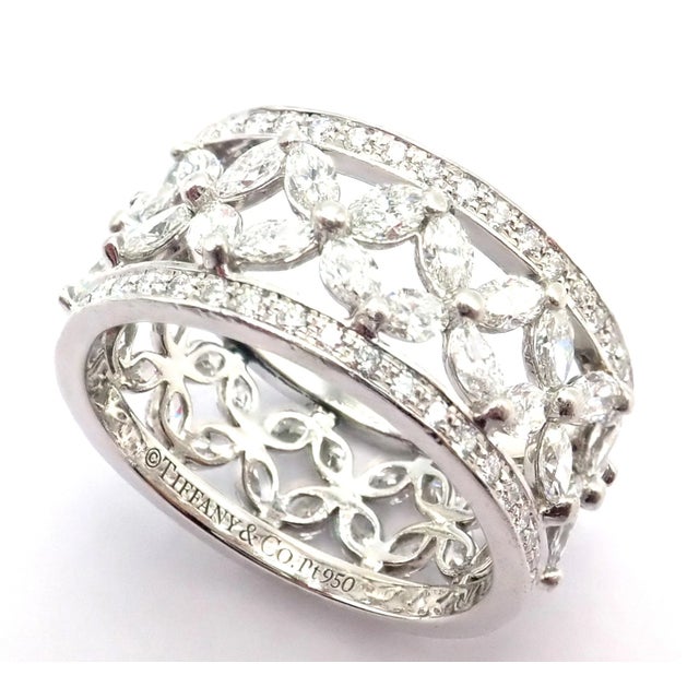 Tiffany & Co. Victoria Platinum Diamond Wide Band Ring, Size 7.25 For Sale In Philadelphia - Image 6 of 8
