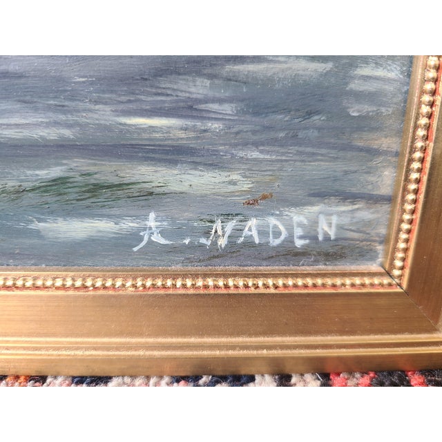 Vintage 1940s Impressionist Sailboat Oil Painting For Sale - Image 11 of 17