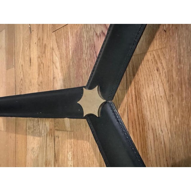 Black Circular Leather Coffee Table by Jaques Adnet for Gubi, 1990 For Sale - Image 8 of 11