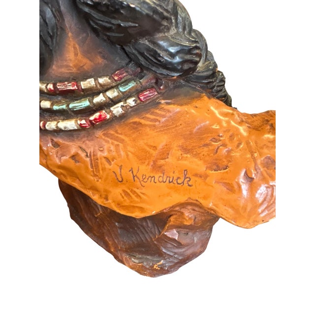 Native American Chief Bust by v. Kendrick, Signed For Sale - Image 10 of 12
