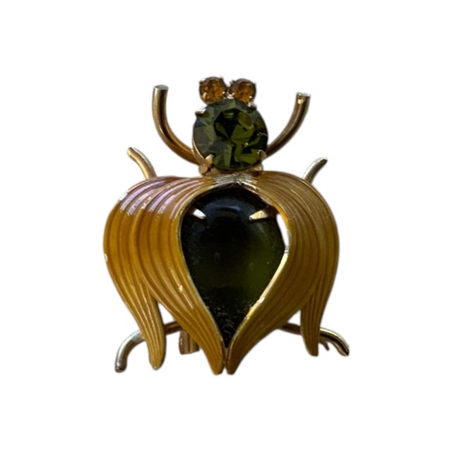 1960s Vintage Alice Caviness Bug Insect Brooch With Glass and Crystal For Sale - Image 5 of 7