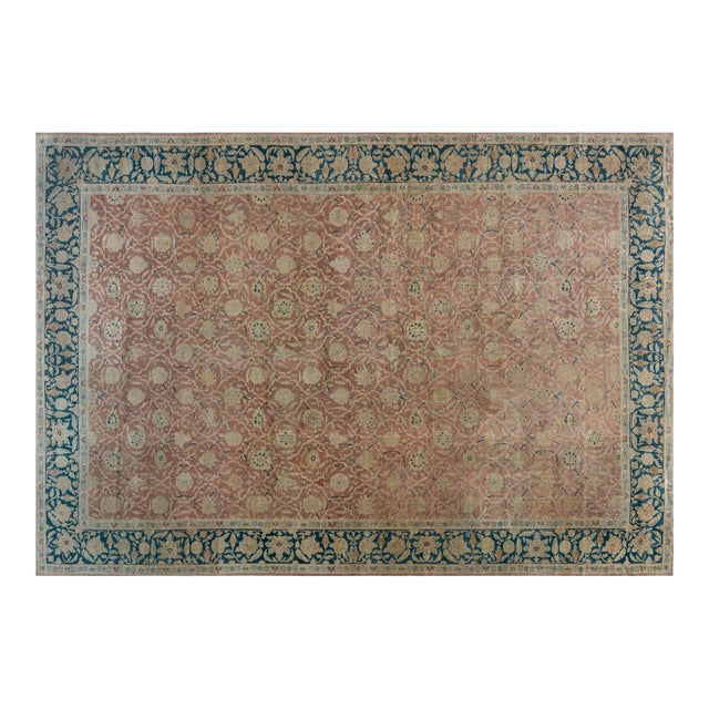 Authentic Indian Botanic Handmade Wool Carpet For Sale