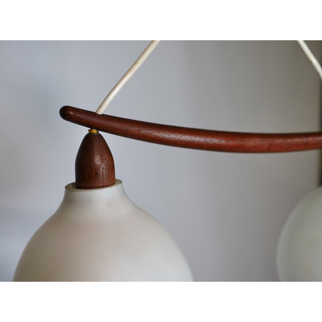 Mid-Century Ceiling Lamp in Opal Glass and Teak from Uno & Östen Kristiansson, 1960s For Sale - Image 4 of 9