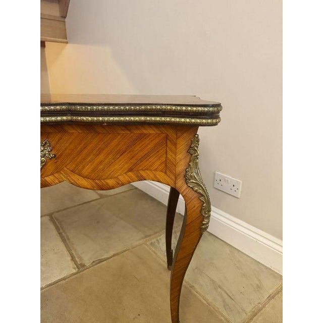 Antique French Kingwood and Cross Banded Card Table, 1860 For Sale - Image 4 of 7