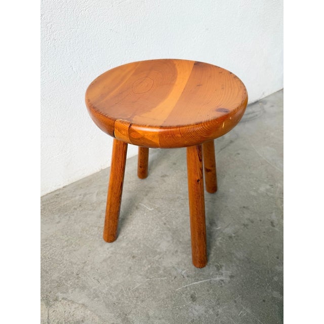 Pine Stool attributed to Charlotte Perriand for Les Arcs, 1960s For Sale - Image 11 of 18