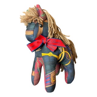 Ralph Lauren Tartan Vintage Silk Scarf Noble Pony For Sale