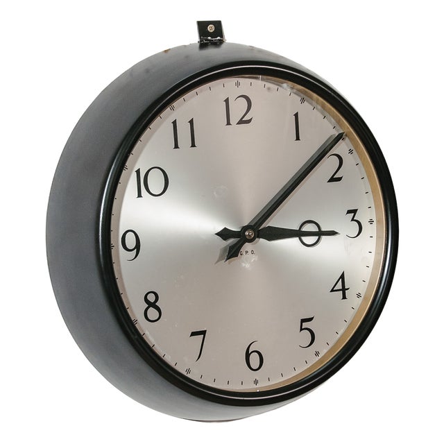 Bakelite Synchronome Wall Clock with Gold Bezel for GPO, England, 1960s For Sale