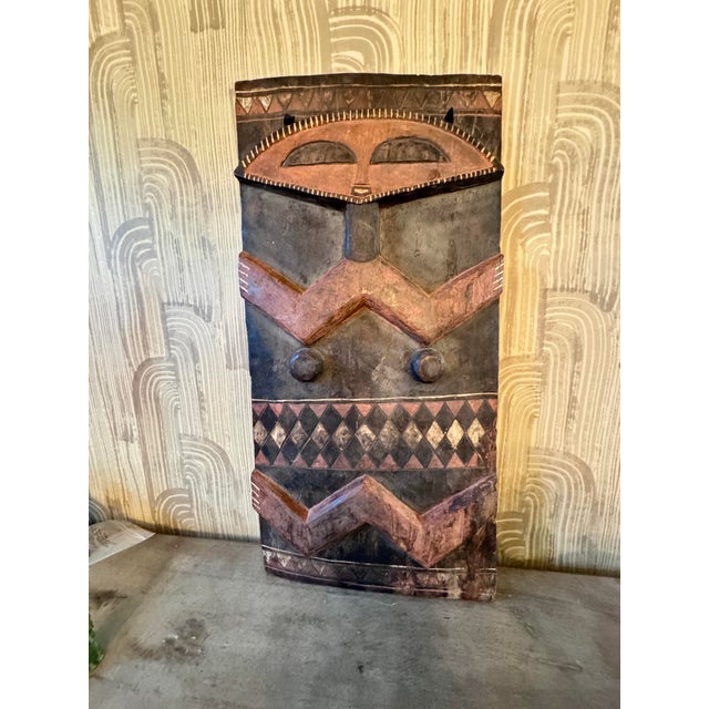 Pende Style African Polychrome Carved Wood Figural Wall Panel For Sale - Image 4 of 10