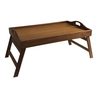 Mid-Century Modern Teak Wood Folding Breakfast Tray For Sale