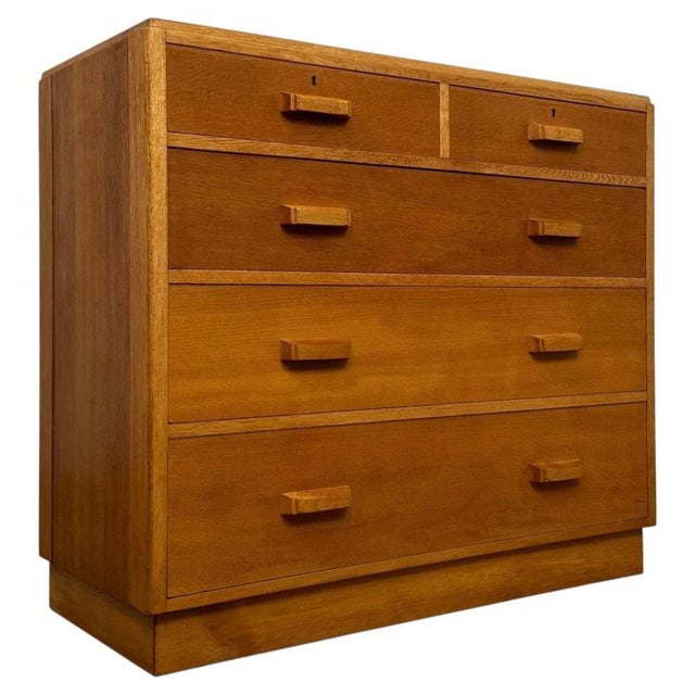 Vintage English Golden Oak Chest of Drawers, 1900s For Sale - Image 12 of 12