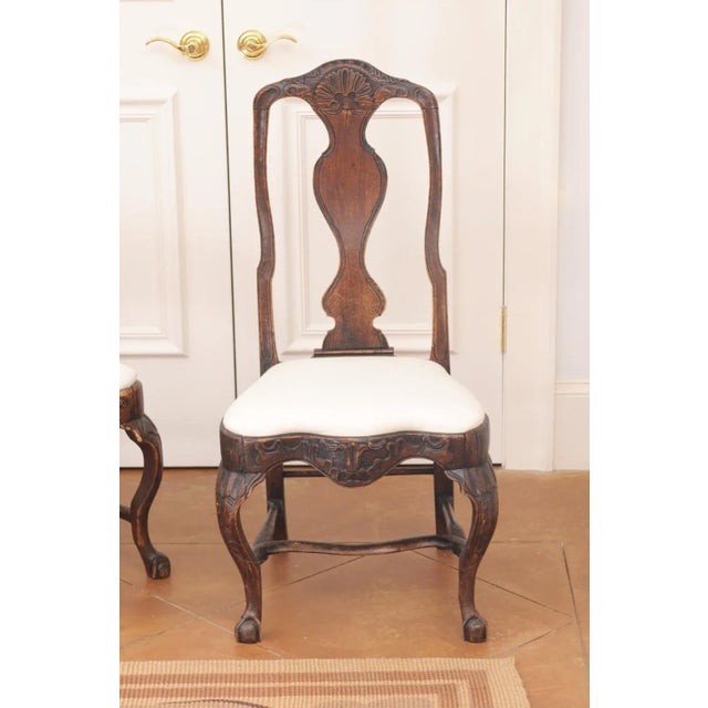 18th Century Swedish Rococo Walnut Side Chairs - a Pair For Sale - Image 10 of 13