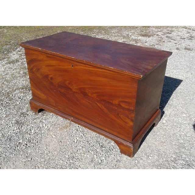 Antique Grain Painted Dovetailed Blanket Chest 1840's Era Folk Art